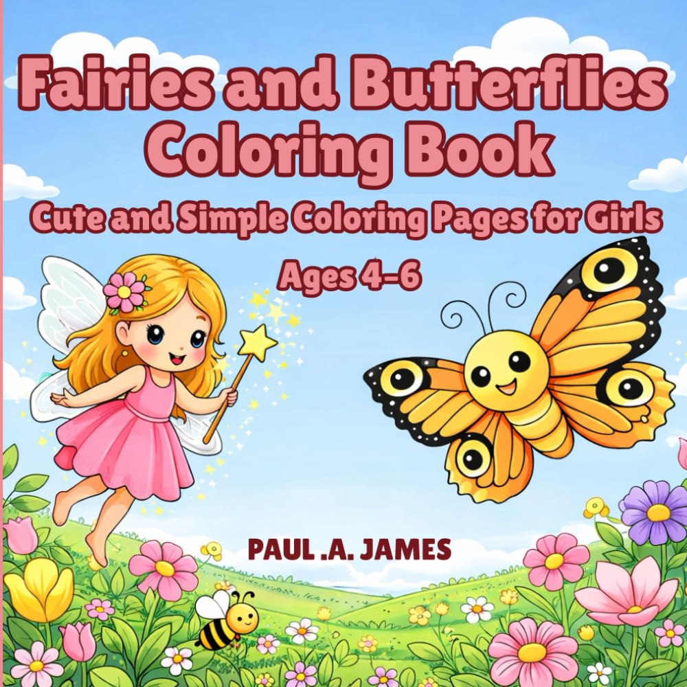 FAIRIES AND BUTTERFLIES COLORING BOOK: CUTE AND SIMPLE COLORING PAGES FOR GIRLS AGES 4-6 (PRESCHOOLERS COLORING)