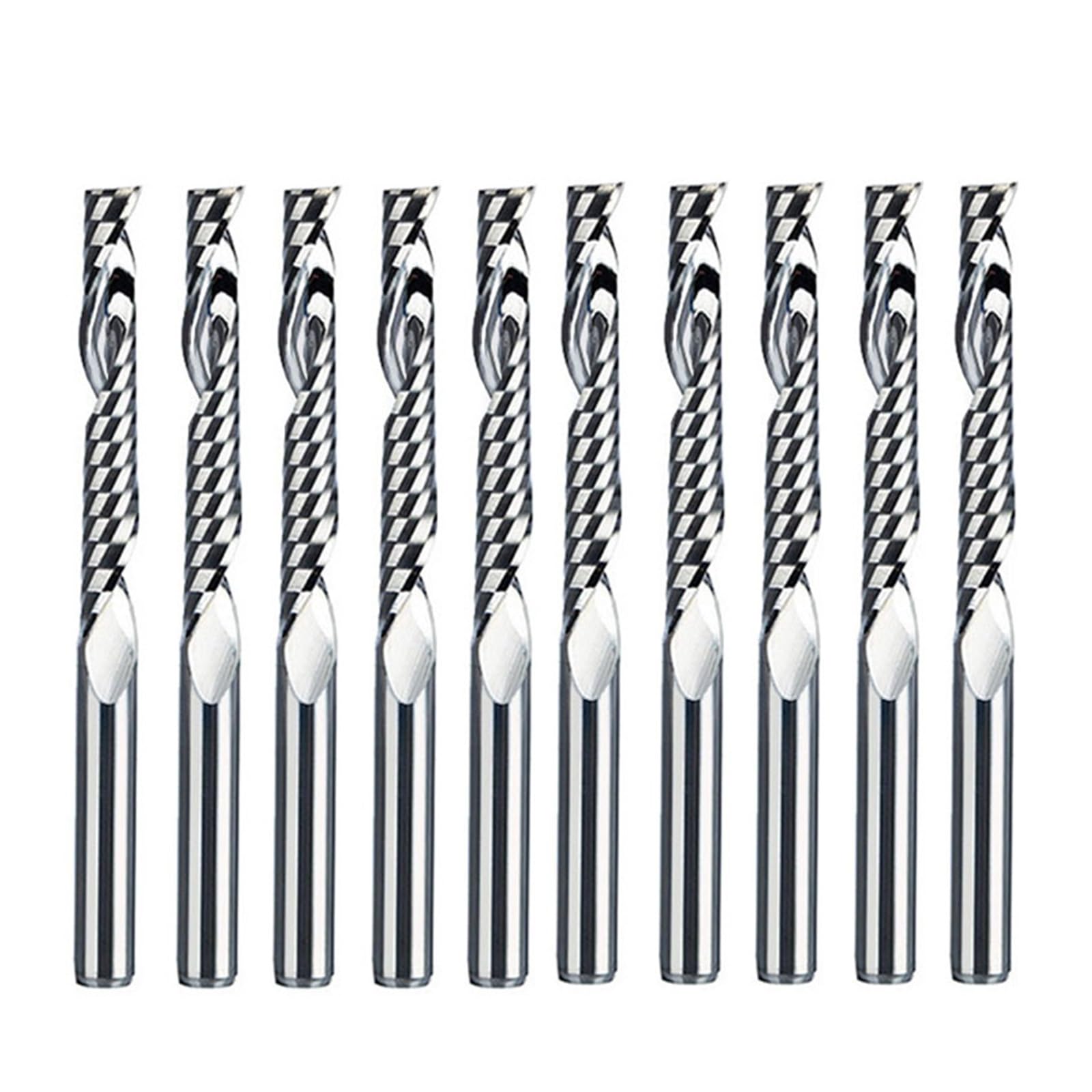 Fresa en espiral de una sola flauta de vástago de 3.175mm, 10 Uds., brocas de enrutador de grabado de carburo de tungsteno, herramientas CNC for madera acrílica MDF