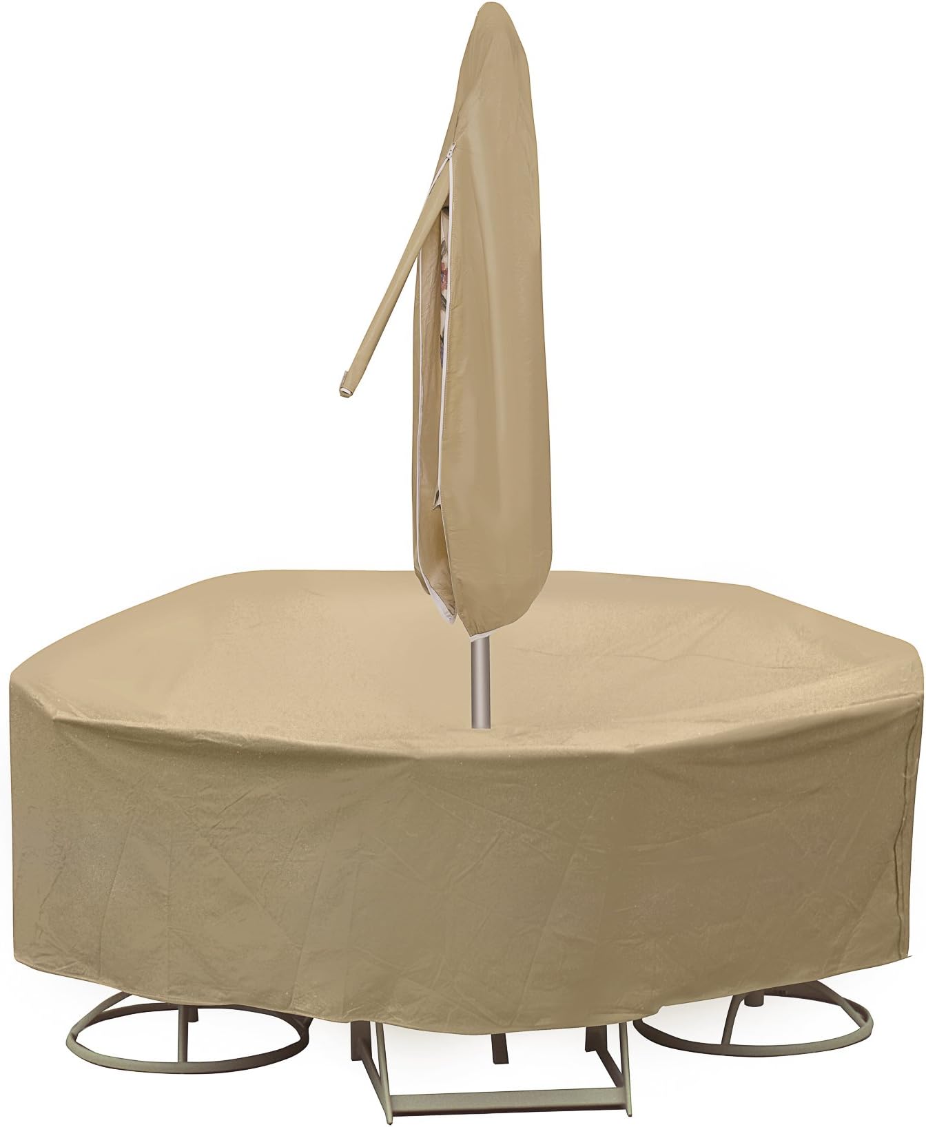 Protective Covers Weatherproof Patio Table and Chair Set Cover, 48 Inch x 54 Inch, Round Table, Tan - 1158-TN