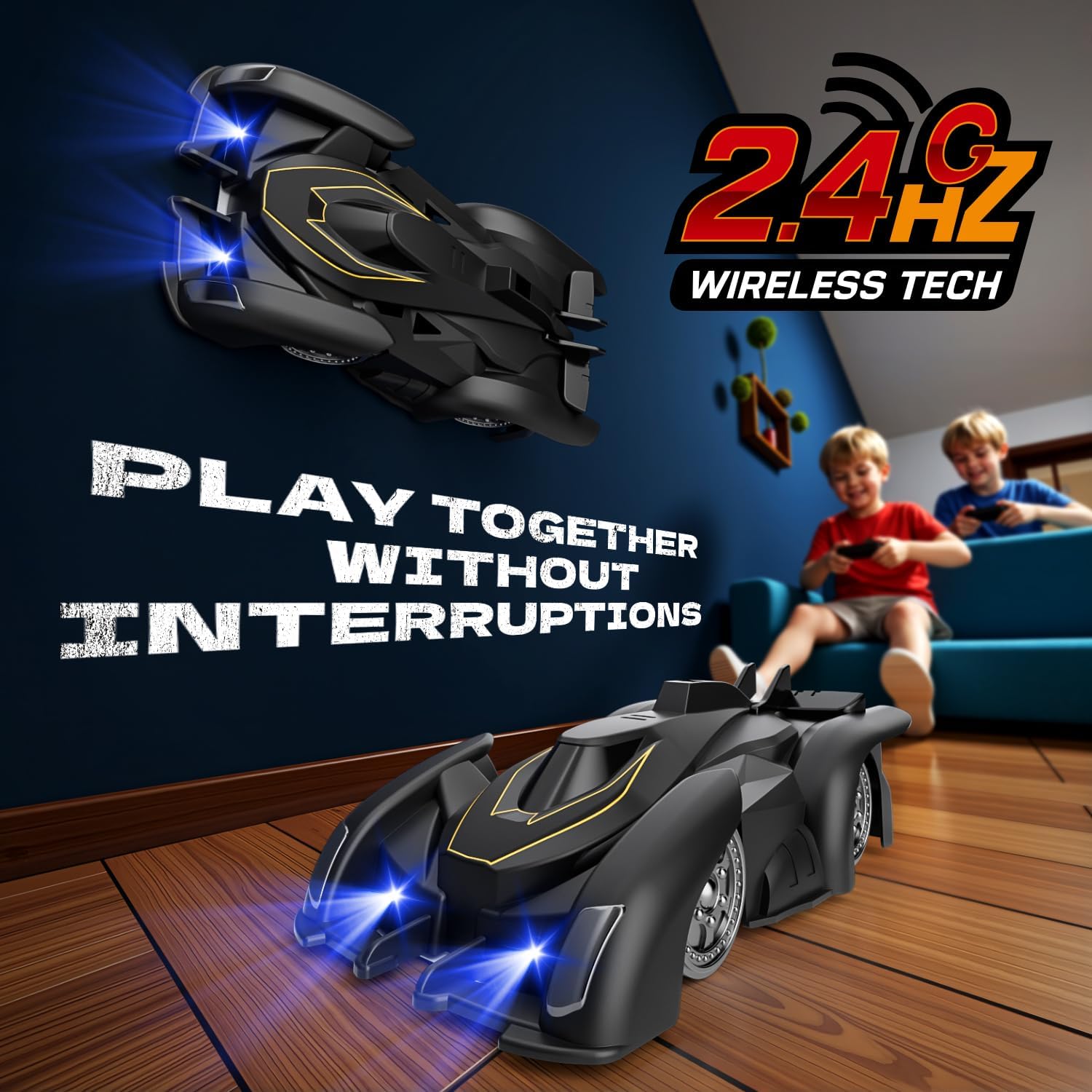 Remote Control Wall Climbing Car, RC Stunt Car with Rechargeable Indoor Wall Toys, Kids Toys for Boys & Girls Ages 3 and up (Black) image 2 of 7 B0F93DBHYT