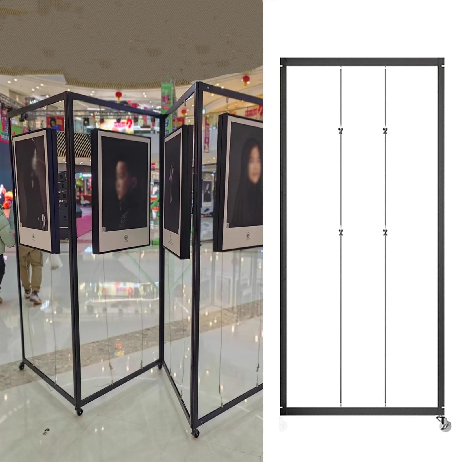 Juego de 5 expositores Plegables Ajustables de 80 x 180 cm para Carteles y Vallas publicitarias, Ideal para Cuadros, Bodas, restaurantes y Eventos. Vitrina versátil Multiusos.