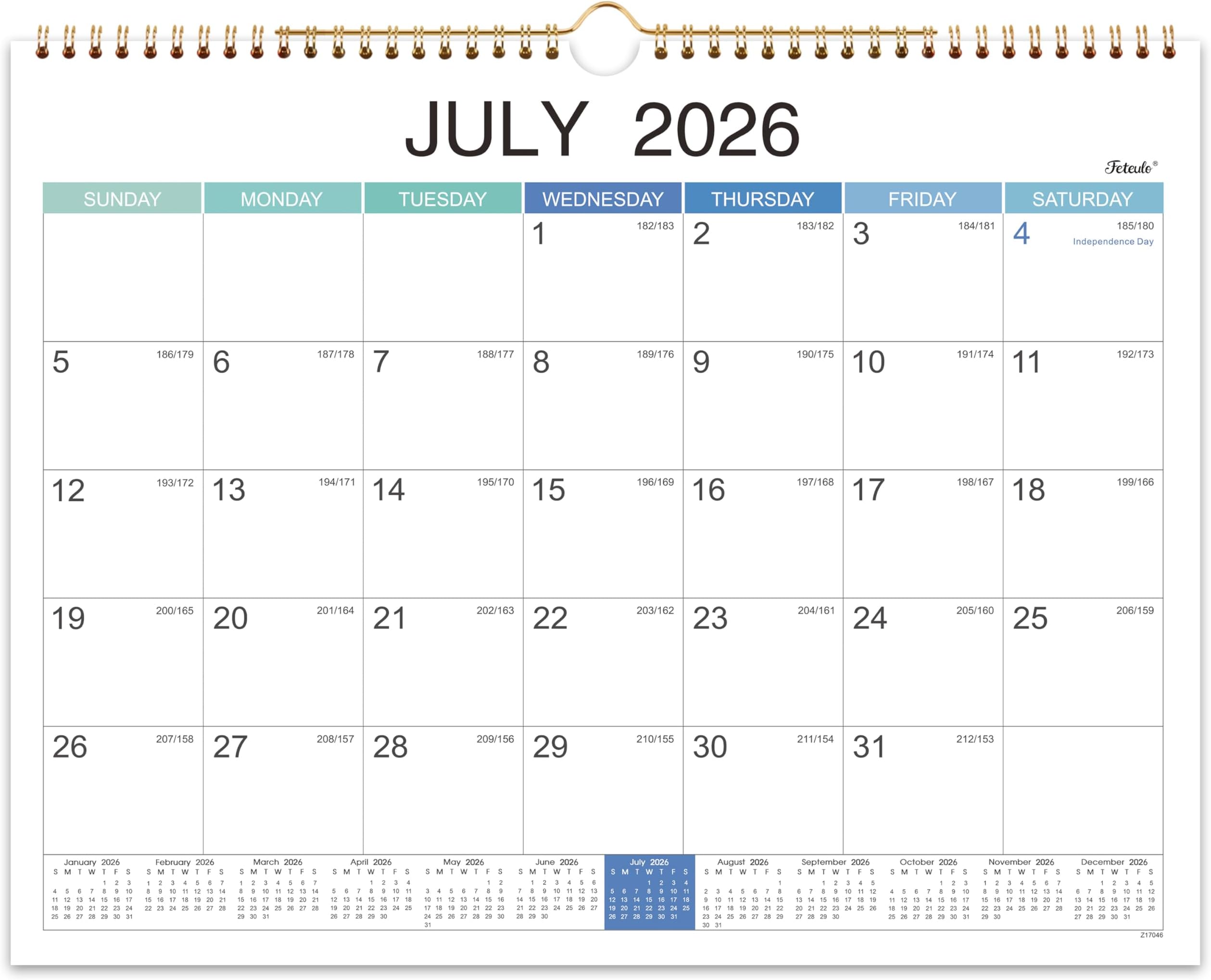 2026-2027 Wall Calendar - Jul 2026 - Dec 2027, 18 Monthly Hanging Calendar 2026-2027 Planner, 15" x 11.5", Spiral Binding, Yearly Overview, Holidays, Large Blocks, Perfect Organizer for Home & Office