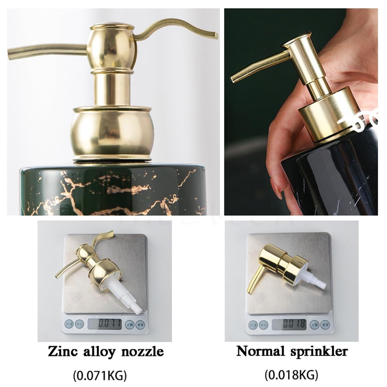 Set di accessori per il bagno Set di 5 dispenser sapone in ceramica, 3 bicchieri for spazzolini, portaoggetti, stile Coastal Deco Arredamento per gli affittuari(Green)