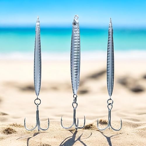 Miniatura 8 de Saltwater Fishing Lures Fishing Jigs Fishing Spoons for Striped bass, Pompano, Spanish Mackerel ，Bluefish Plata (3 piezas),Rojo (3 piezas),Varios