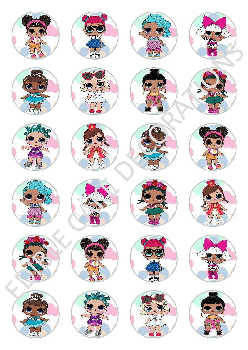 Buy 24 x Lol Dolls Celebration Edible Paper Cupcake Toppers Cake