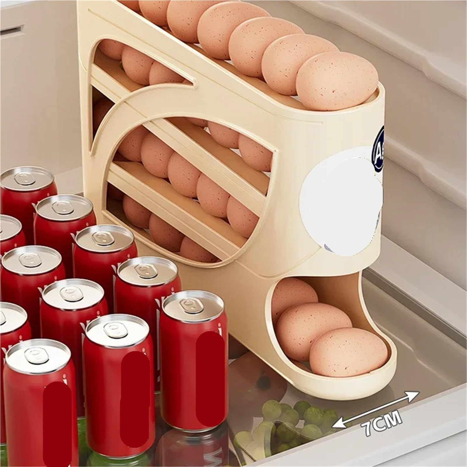 Compatible con soporte automático de huevos NASAN de 4 capas, organizador dispensador de almacenamiento para nevera para cocina (blanco, 2 piezas)