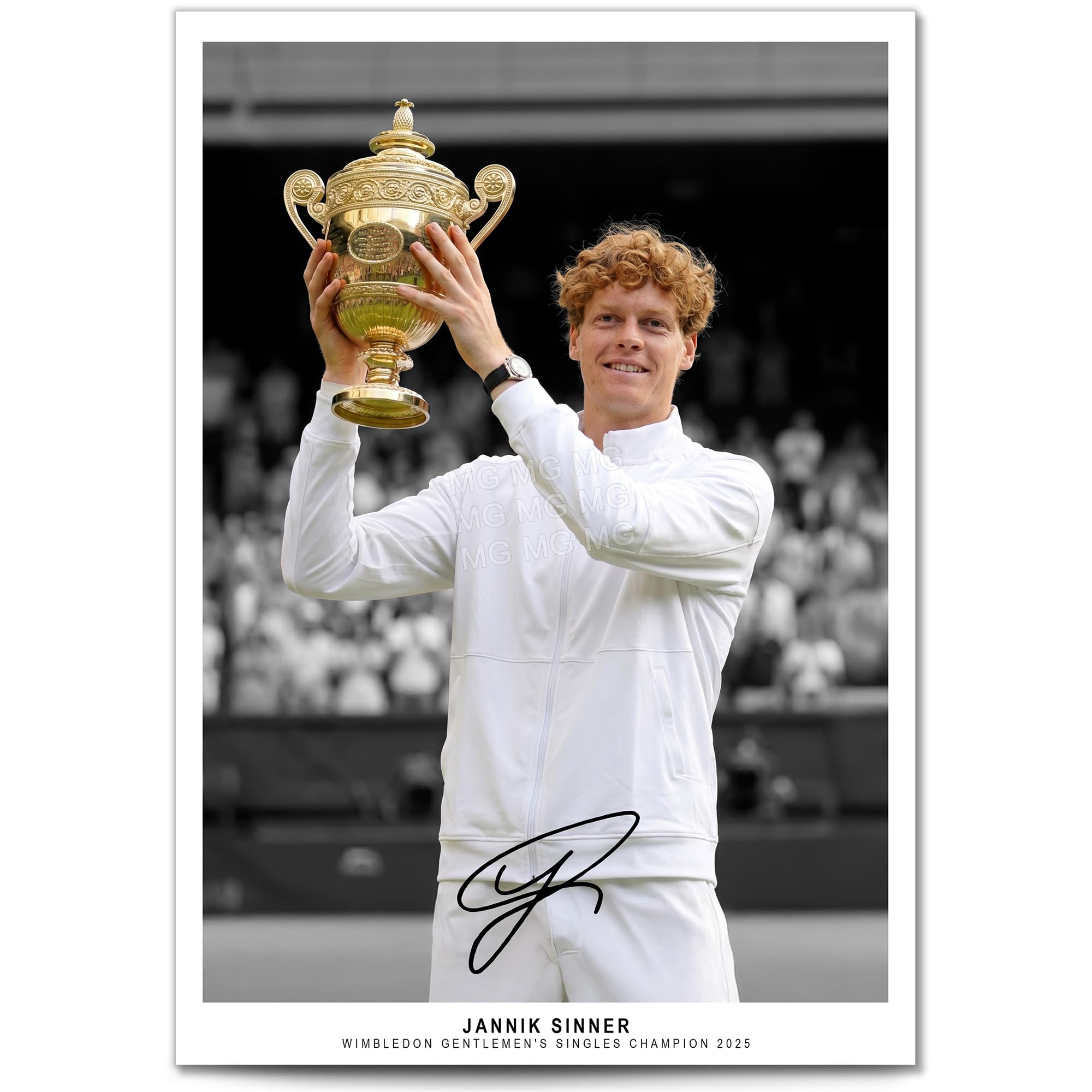 Jannik Sinner Tennis Signed Photo Poster A4/A3 Print Picture Display Framed Autograph Memorabilia for Sports Fans Gift Italy (Wimbledon 2025, A3 Print (Unframed))