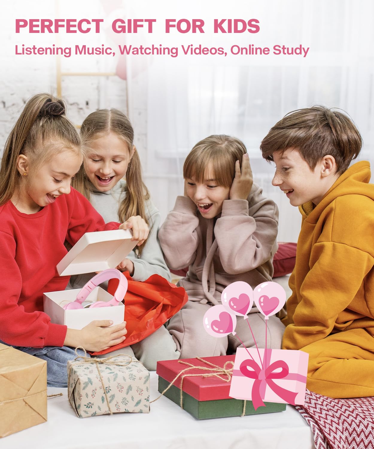 Auriculares Bluetooth para niños, auriculares inalámbricos Bluetooth 5.3 para niños, micrófono integrado, cómodo de llevar y sonido HD, auriculares para niños y niñas, escuela, viajes, iPad,