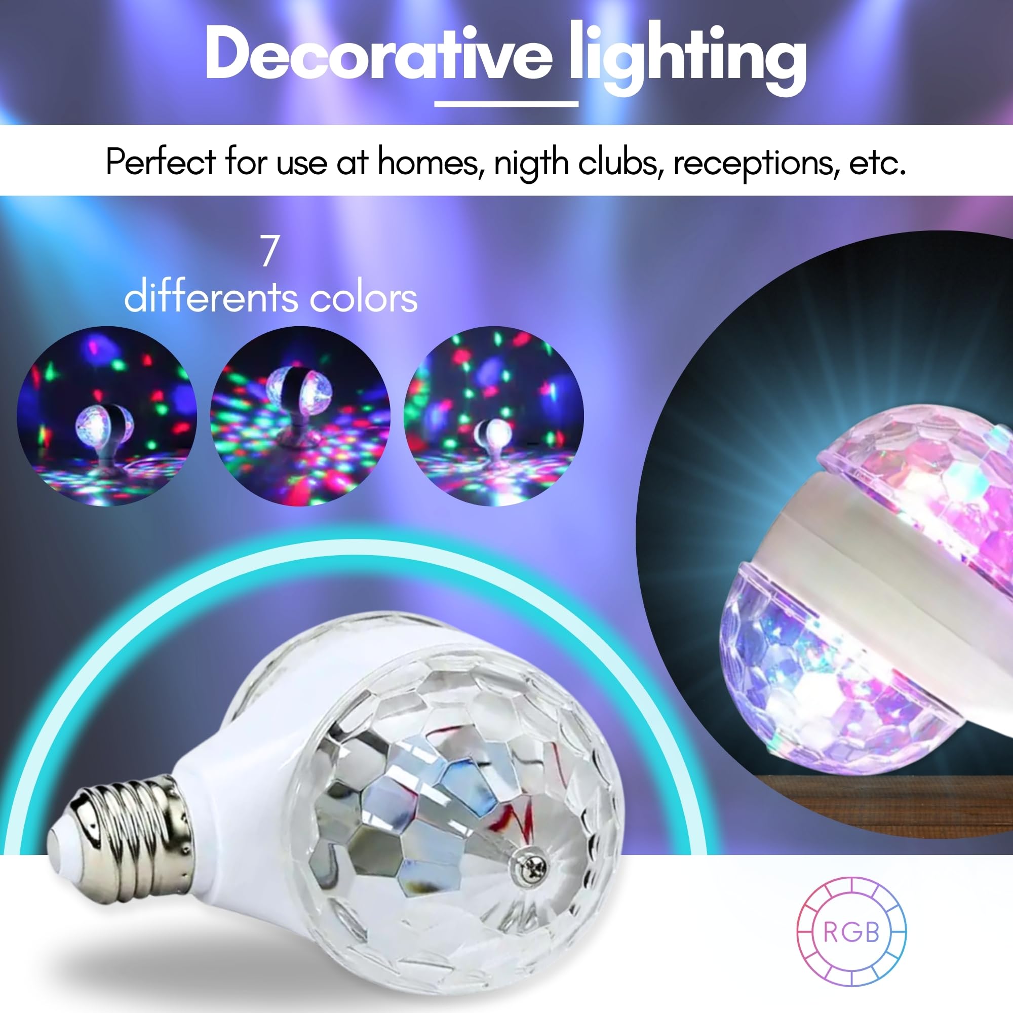Boule a Facette 360° Rotative avec Connecteur de Sécurité | Boule Disco