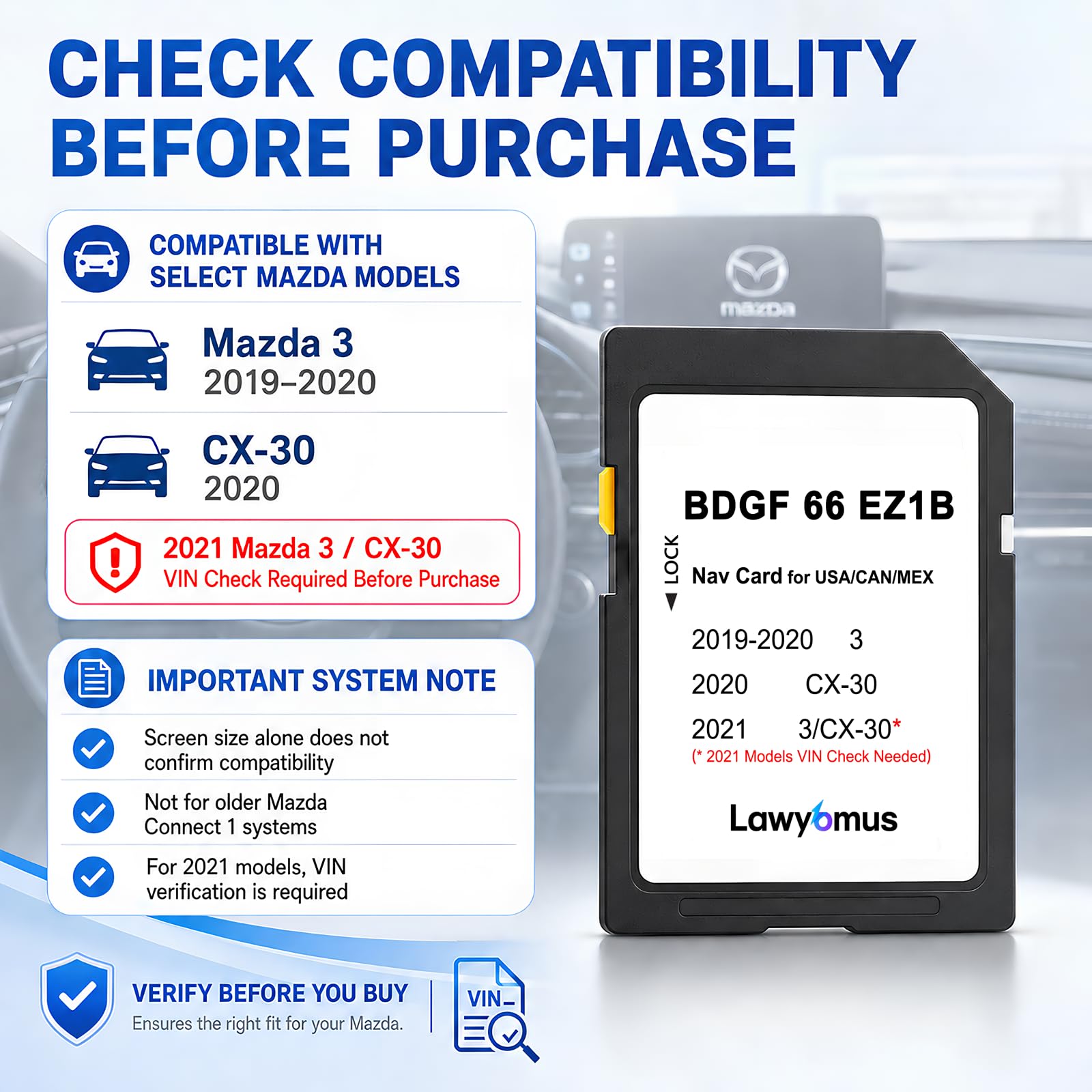 Amazon.com: BDGF66EZ1B Navigation SD Card for Mazda 3 2019-2021