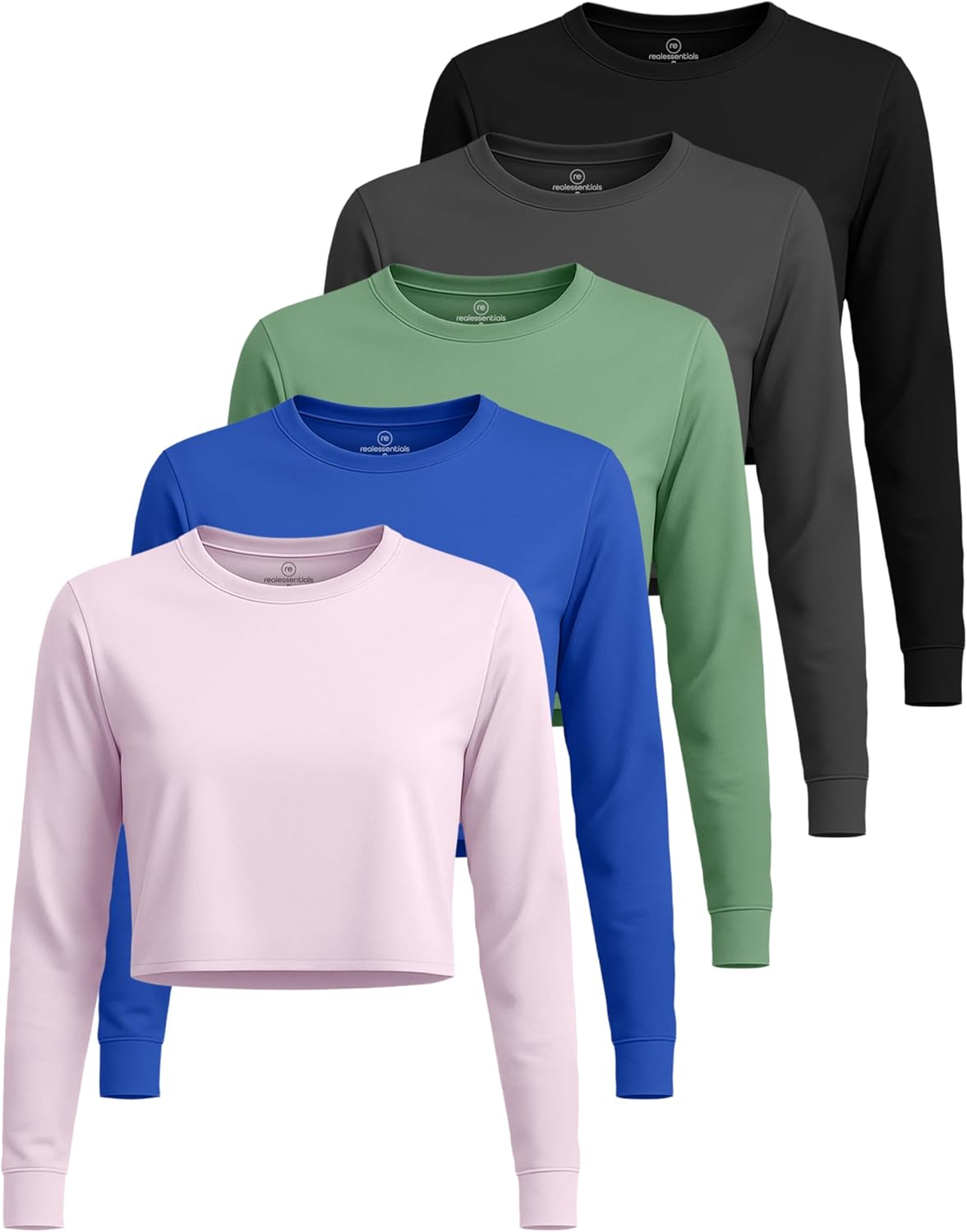 Women’s Plus Size Dry-Fit Long Sleeve Crop Top – 5 Pack for Gym