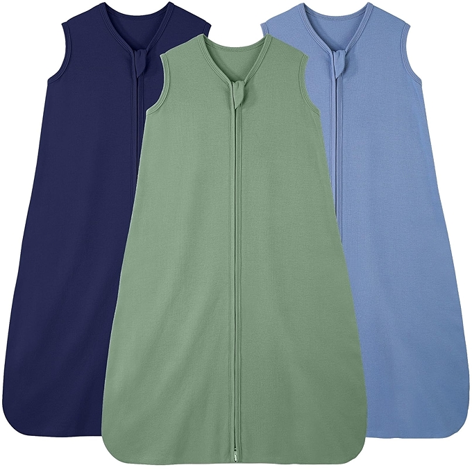 FIEMOL 宝宝睡袋 0-6个月 纯棉可穿戴毛毯 轻便双拉链睡袋 青色