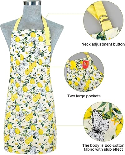 Miniatura 6 de Manoplas de horno y soportes para ollas con delantal de chef, juego de 5 guantes de cocina resistentes al calor y agarraderas antideslizantes de