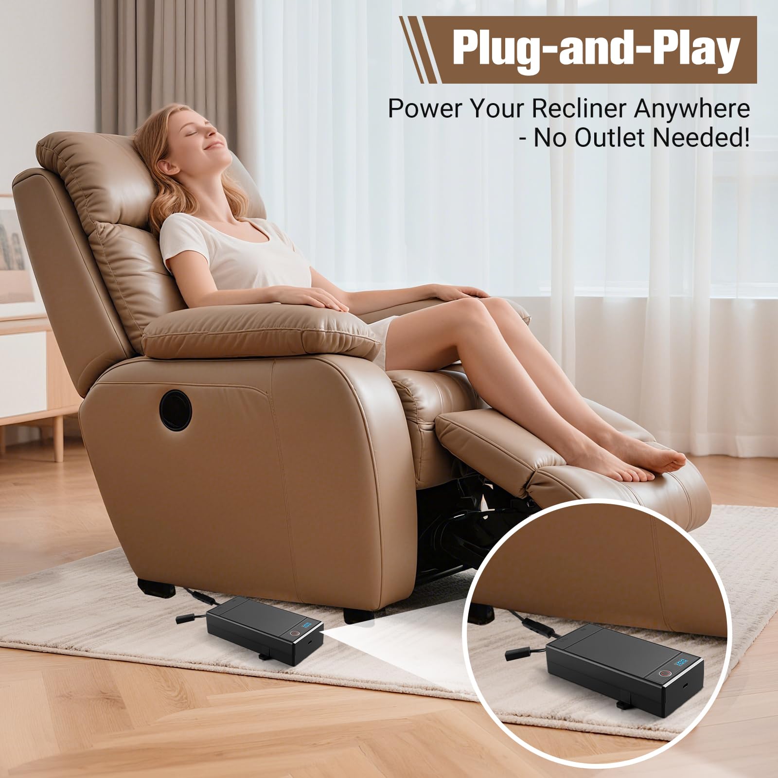 Batería reclinable de 2500 mAh para muebles reclinables, batería recargable inalámbrica universal de 2 pines con cargador para reclinables eléctricos, sofás, sillas elevadoras, sofás