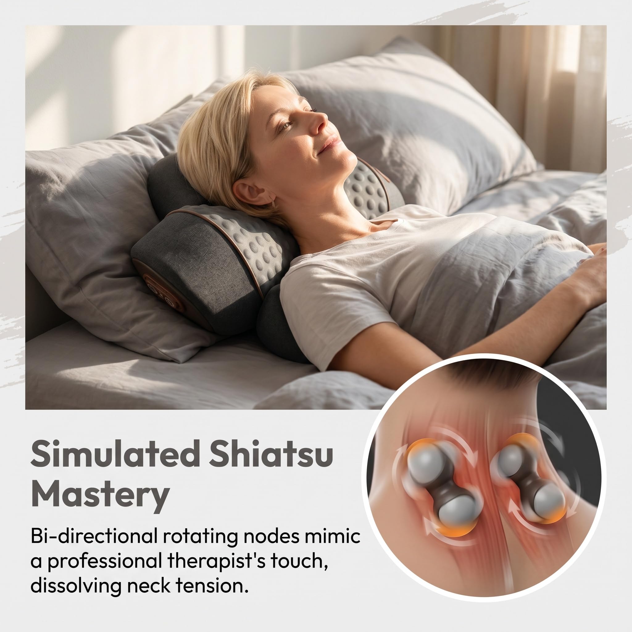 3-In-1 Massagegerät Nacken, Relavie Kissen, Triple Method Shoulder Massager Mit Heizung, 39° Hws-Streckung, 42°C Tiefenwärme Und Gezielte Vibrationsmassage (Space Grau)