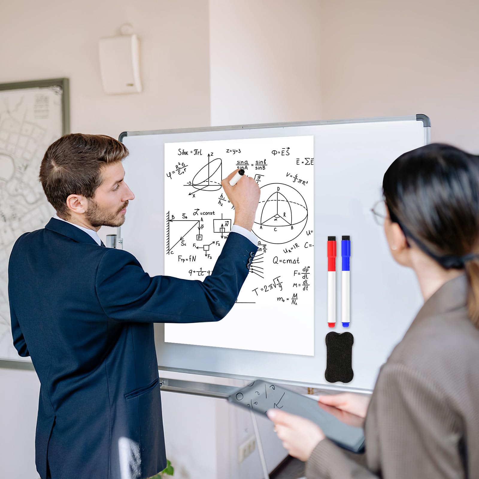 Pizarra Magnética Nevera Blendura A3 con Rotuladores y Goma, Tablero Blanco Magnético 42x29.3 cm para Planificar Estudios y Notas