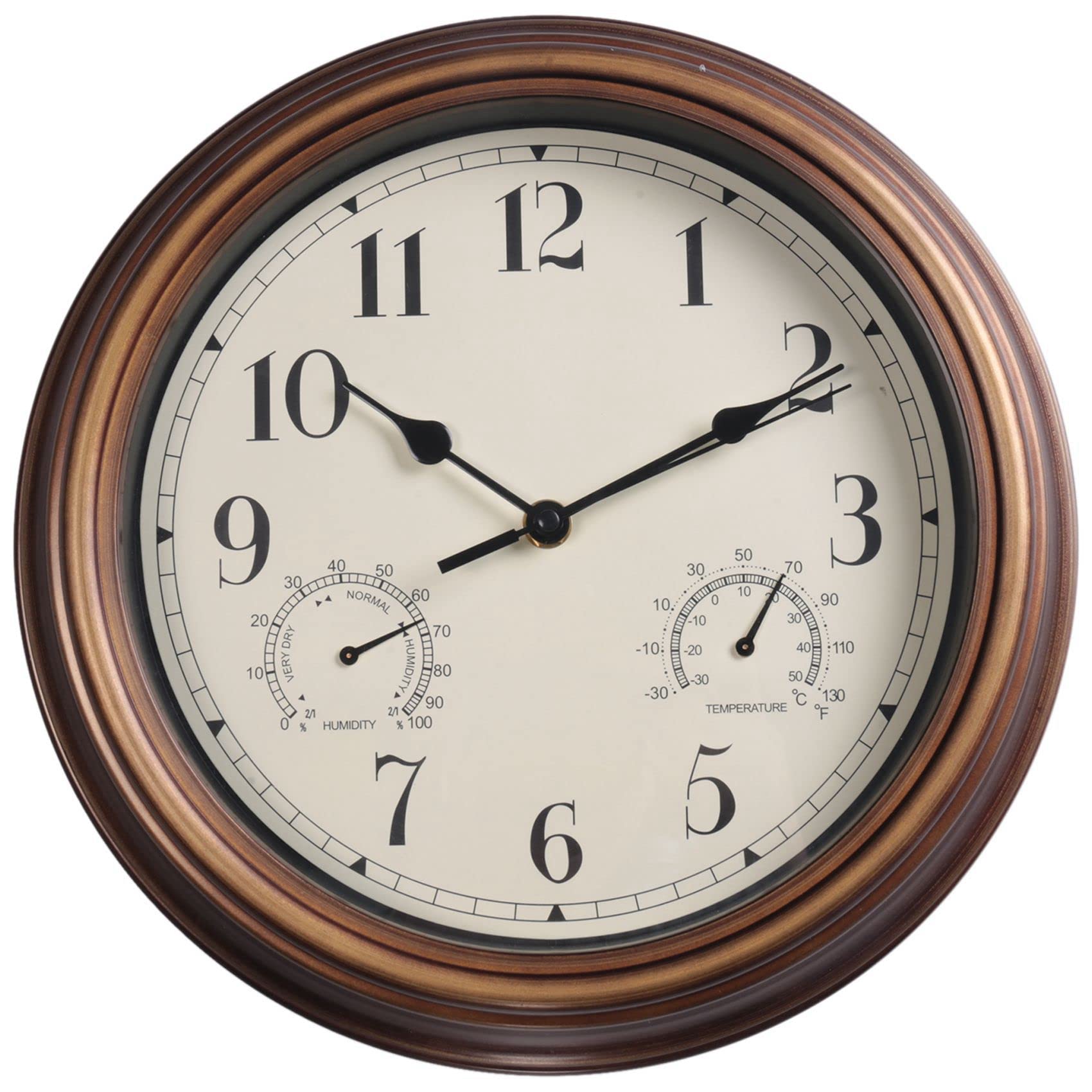 Loor 12Inch Wall Clock,Retro Waterproof Clock With Displays Thermometer&Hygrometer,Noise-Free Clock For Indoor/Outdoor