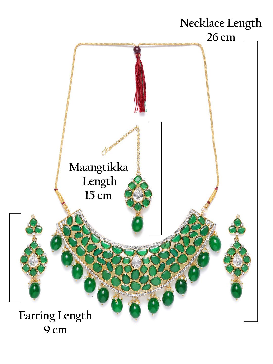 Stones & Beads Wedding Collection Necklace Earring & Maangtikka Set