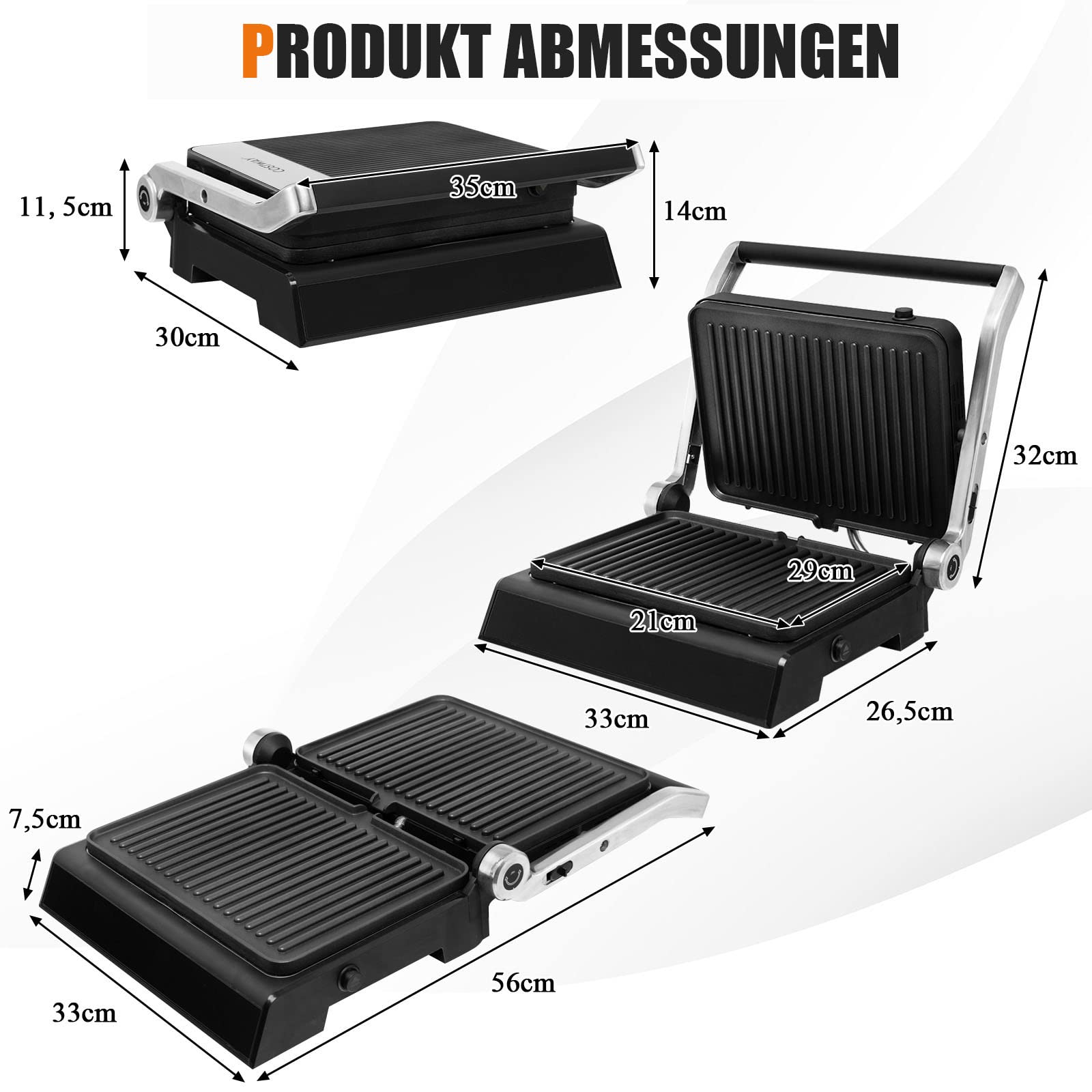 COSTWAY Sandwichmaker 3 in 1, 1800W Kontaktgrill, Waffeleisen, 2 abnehmbare Antihaftplatten, Unabhängige&Exakte Temperatureinstellung, 90℃-230℃, Reinigungsfreundliches Zubehör, Edelstahl, Alu, Teflon