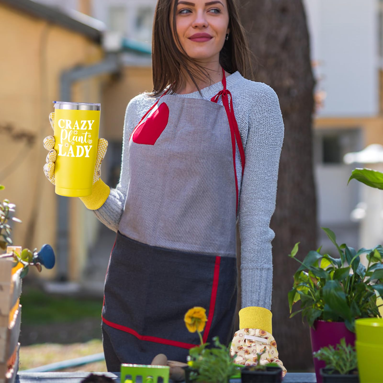 Regalos de jardinería para mujeres, herramientas de jardinería para mujeres, juego de 9 herramientas de jardín de girasol con bolsa de herramientas de jardín, cumpleaños para el día de la madre, para