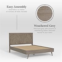 Vista 4 de eLuxurySupply Marco de cama de plataforma de madera de caoba con cabecero Queen, gris