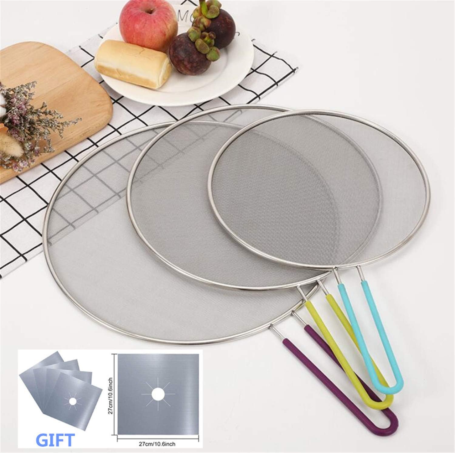 Splatter Screens for Frying Pan Set of 3 25/29/33cm Prevent Splashing Hot Oil Gas Stove Burner