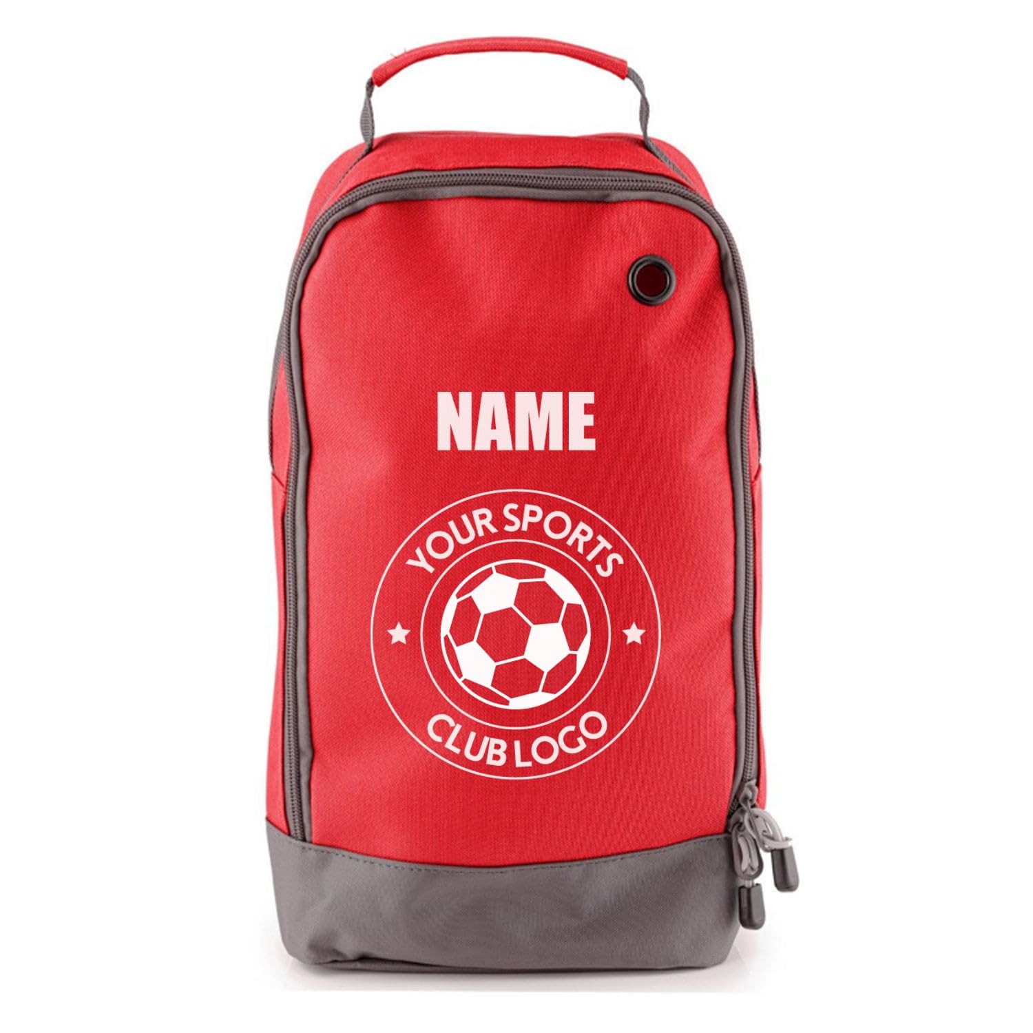 Football Boot Bags for Kids - Durable Personalised Sports Bag with Custom Logo and Horizontal Name, Red — image 1
