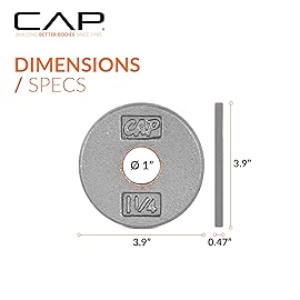 CAP Barbell Cast Iron Standard 1-Inch Weight Plate Set - Barbell Weights for Home Gym, Strength Training, and Weightlifting, 1.25 lb Set of 6, Gray