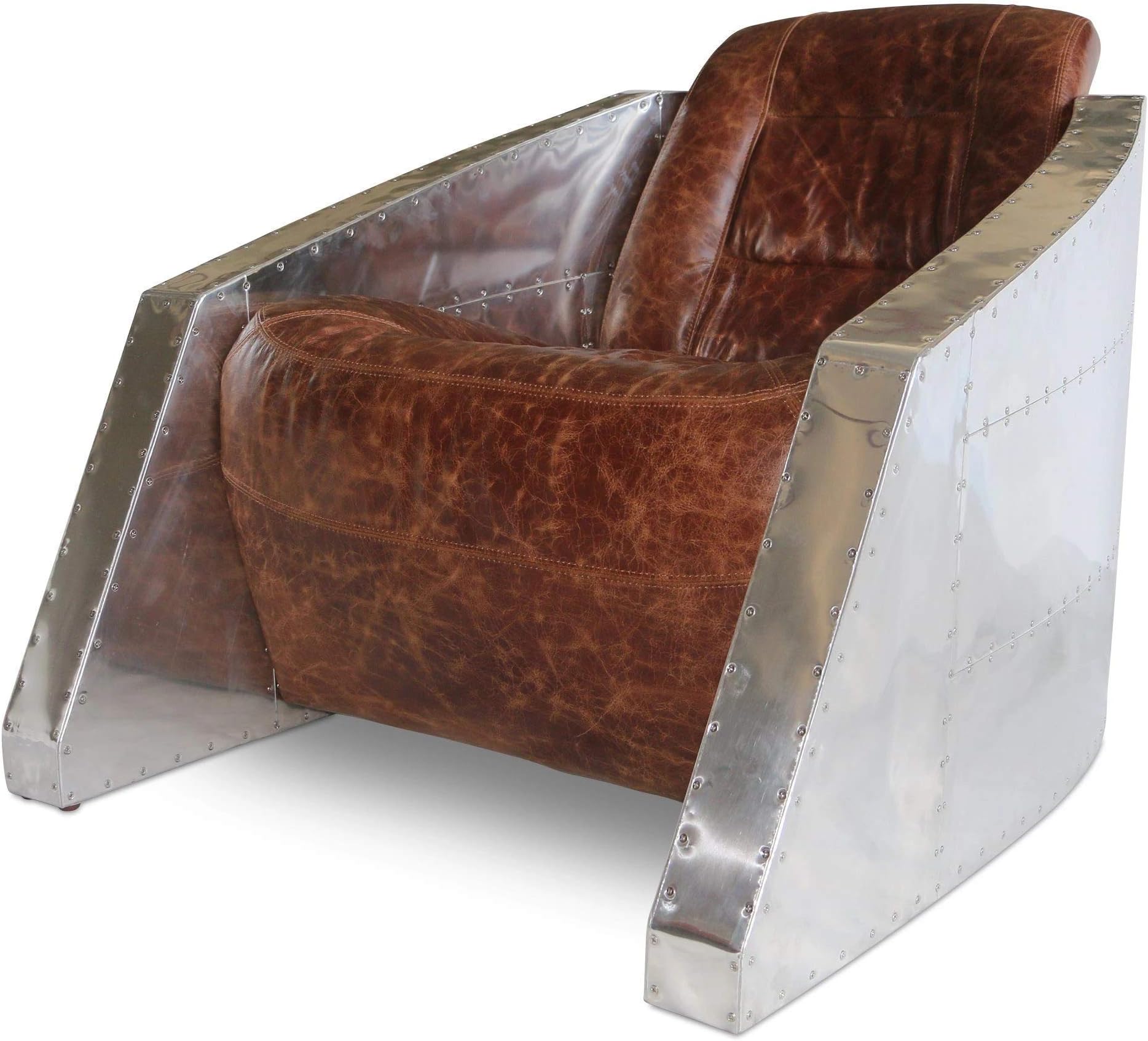 Aviator Leisure Bullet Arm Chair Brown Leather