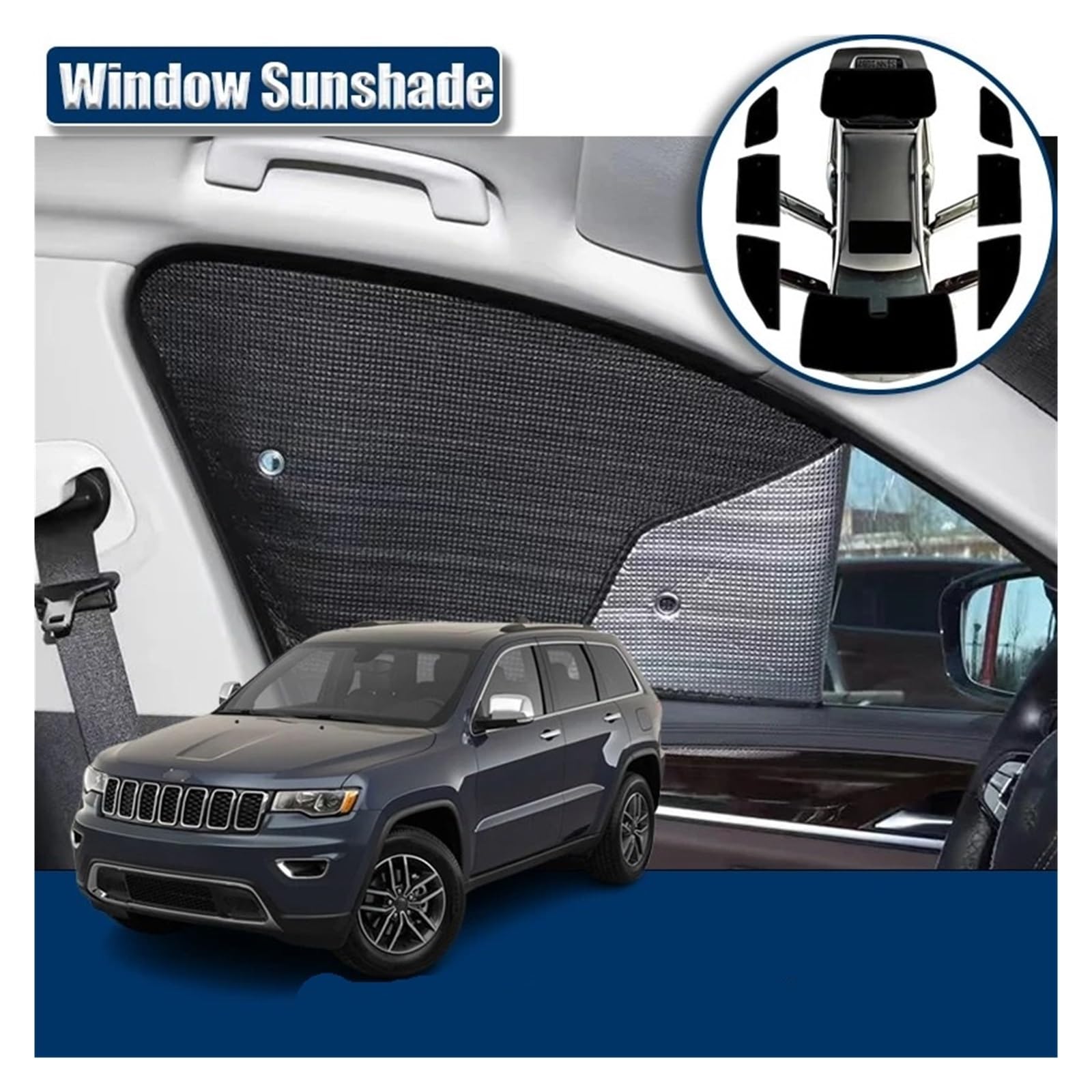 para Jeep para Grand para Cherokee para WK2 2011~2021 Parasol para Coche Parabrisas Visera Anti-UV Cubre Accesorios Interiores Parasol para Automóvil(All Sunshades)