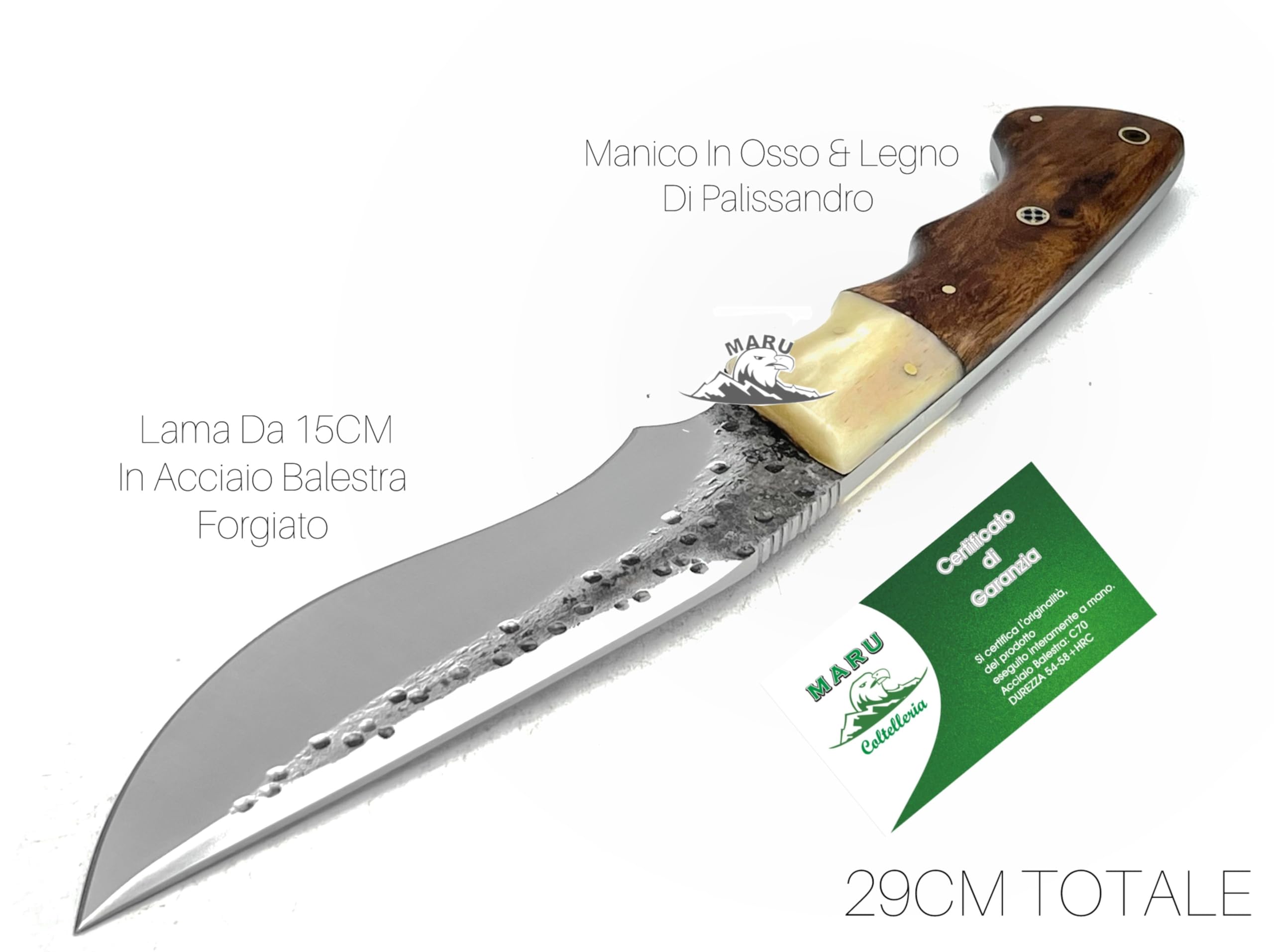 Coltello Artigianale in Acciaio Balestra Forgiato A Mano Manico Legno Lama Fissa-Coltello da Caccia Coltello da Collezione Coltello BUSHCRAFT