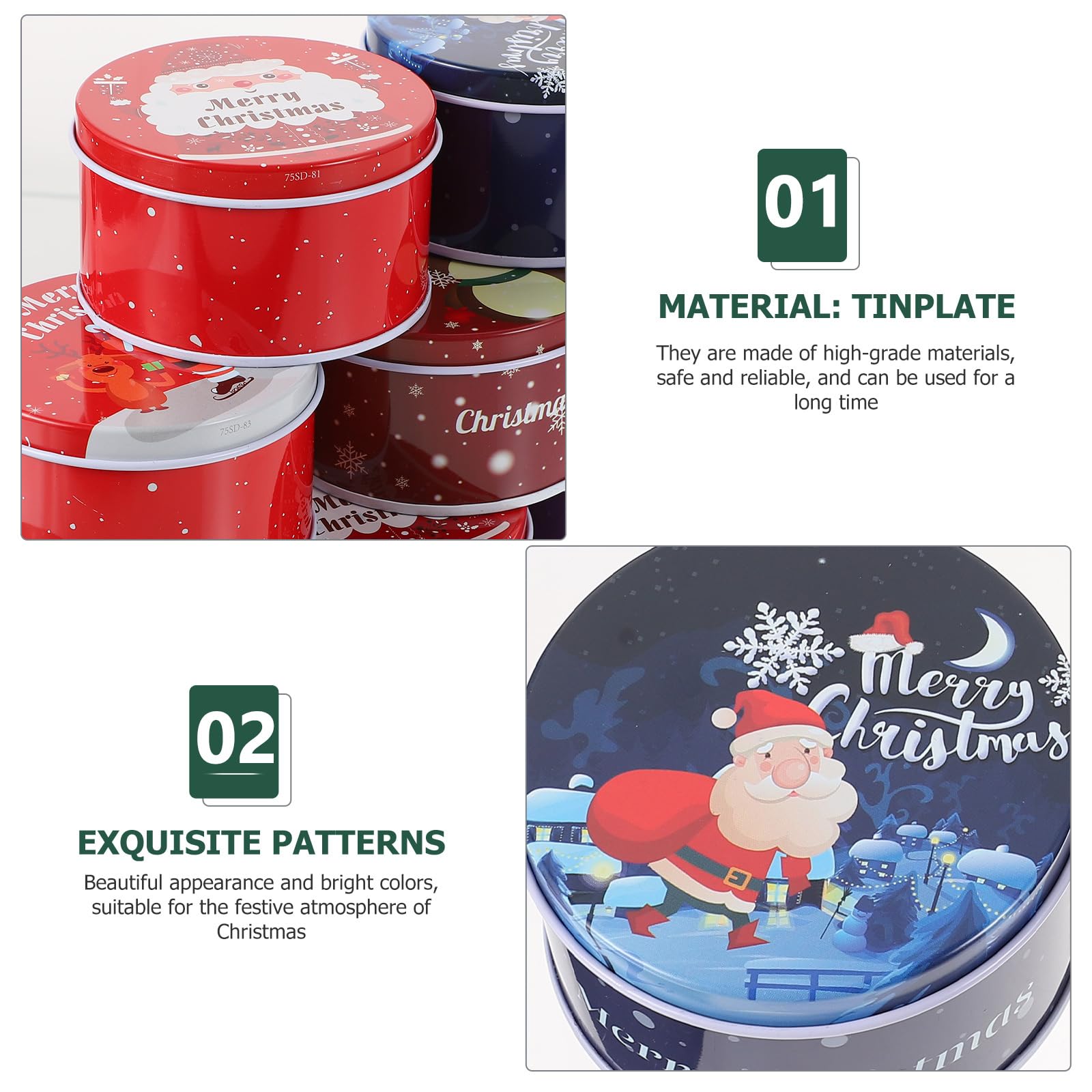 Healeved 24 StüCk Weihnachtsdosen FüR Kekse Und SüßIgkeiten - Metall Keksdose Mit Deckel Mini Aufbewahrungsboxen FüR Bonbons Snacks Und Kleine GegenstäNde 7.5X7.5X4.5Cm