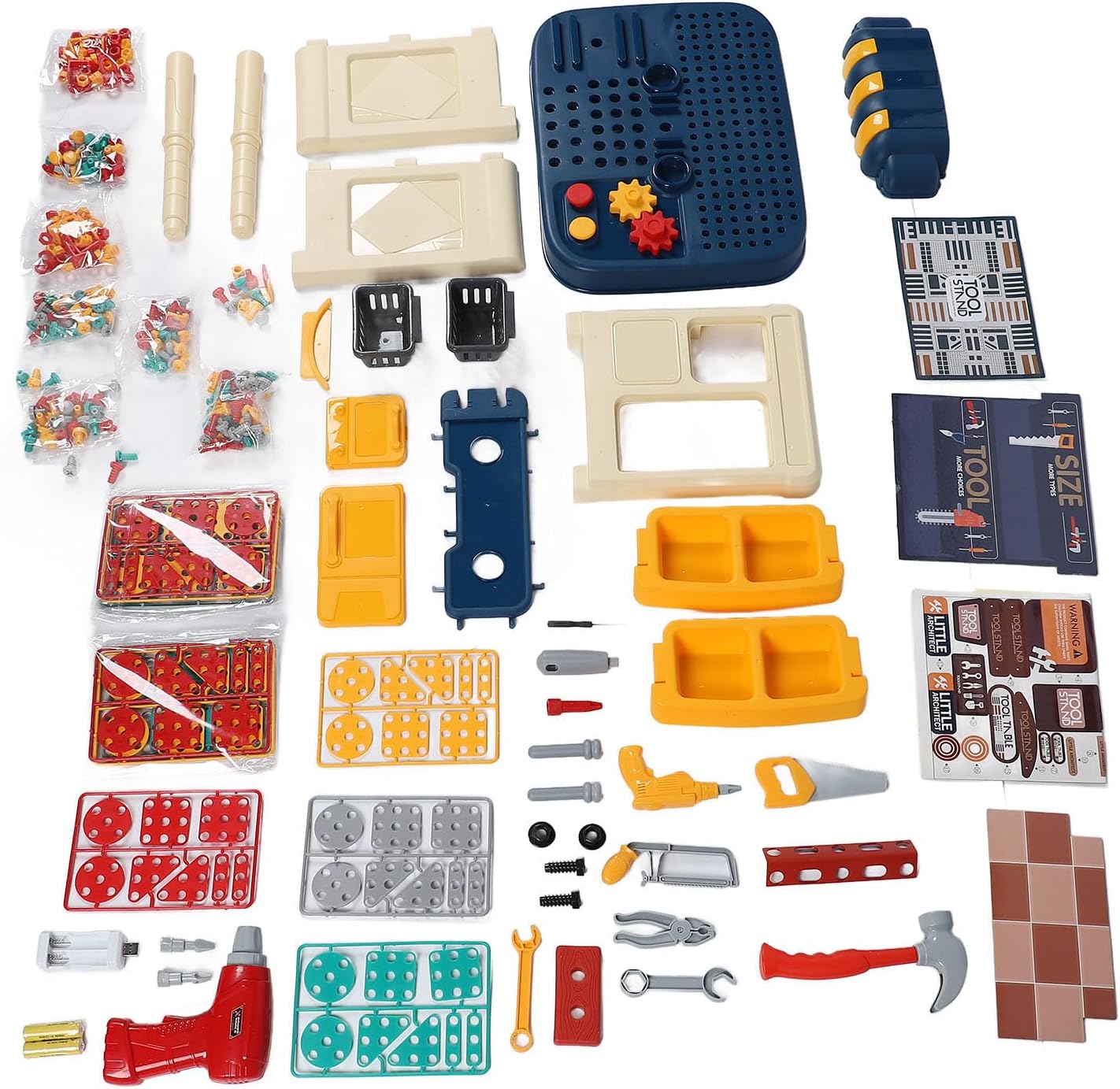 Kids Toy Tool Set with Simulation Screwdriver, Interactive Construction Screw Tool Over 3 Years Old