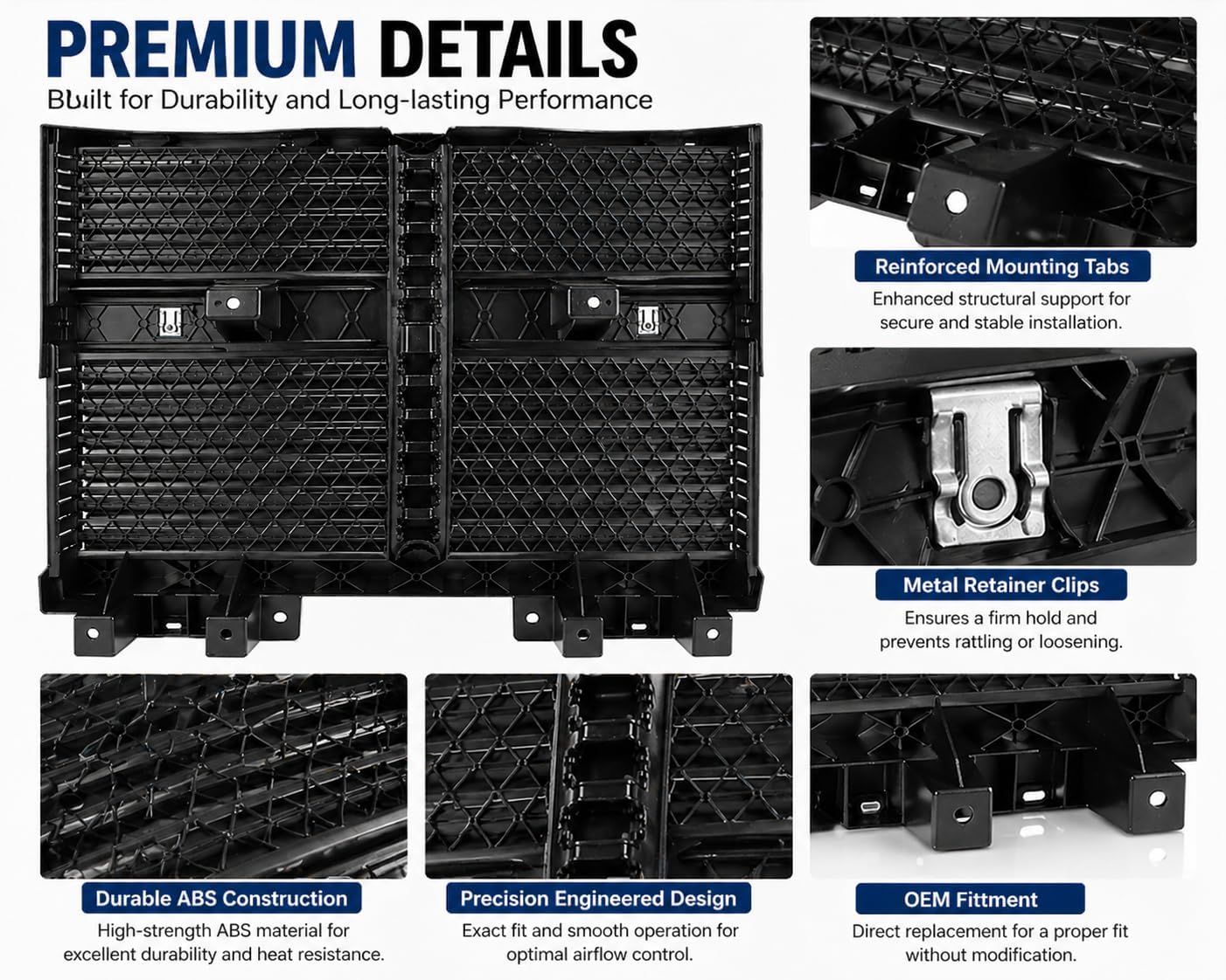 68425775AD Front Radiator Shutter Assembly with Motor Compatible with 2022-2025 Jeep Wagoneer Grand Wagoneer, 2023-2025 Wagoneer L Grand Wagoneer L