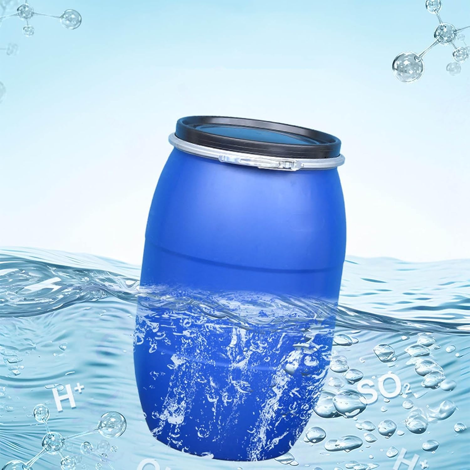 Barriles De Plástico Resistentes con Asa - Tambor De Almacenamiento Hermético Y Apto para Alimentos para Agua De Emergencia, Paquete De Laboratorio, Cubo Multifuncional 30L