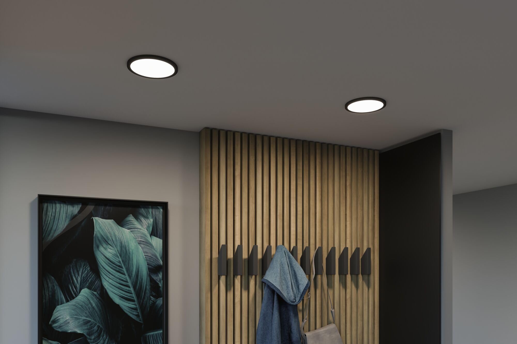 Paulmann 79963 LED Panel Einbaupanel Areo IP44 175mm rund incl. 1x13 W Warmweiß Schwarz Kunststoff Beleuchtungssystem 4000 K
