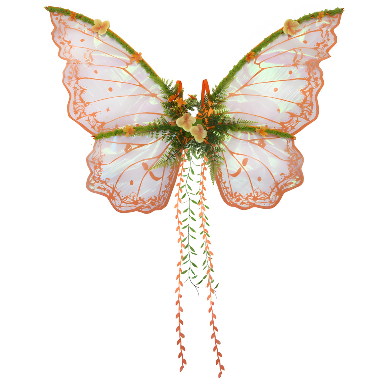 Snycler Fairy Wings for Adults and Girls, Fairy Costume Willow Leaf Butterfly Ideal for Carnival Photo Props Cosplay Costume Party -Orange