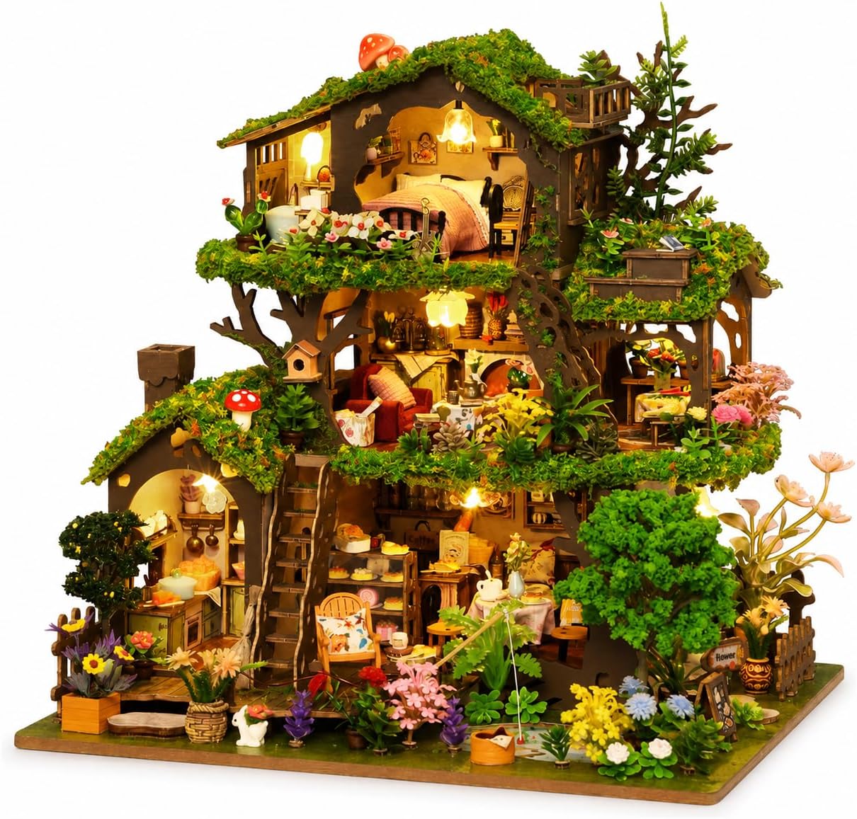 Spilay DIY Miniature House Kit for Adults, Miniature Dollhouse Building Kit | With Warm Light, Music Box & Detailed Furniture, Creative DIY Craft for Bookshelf Decor, Room Decoration & Gift Giving