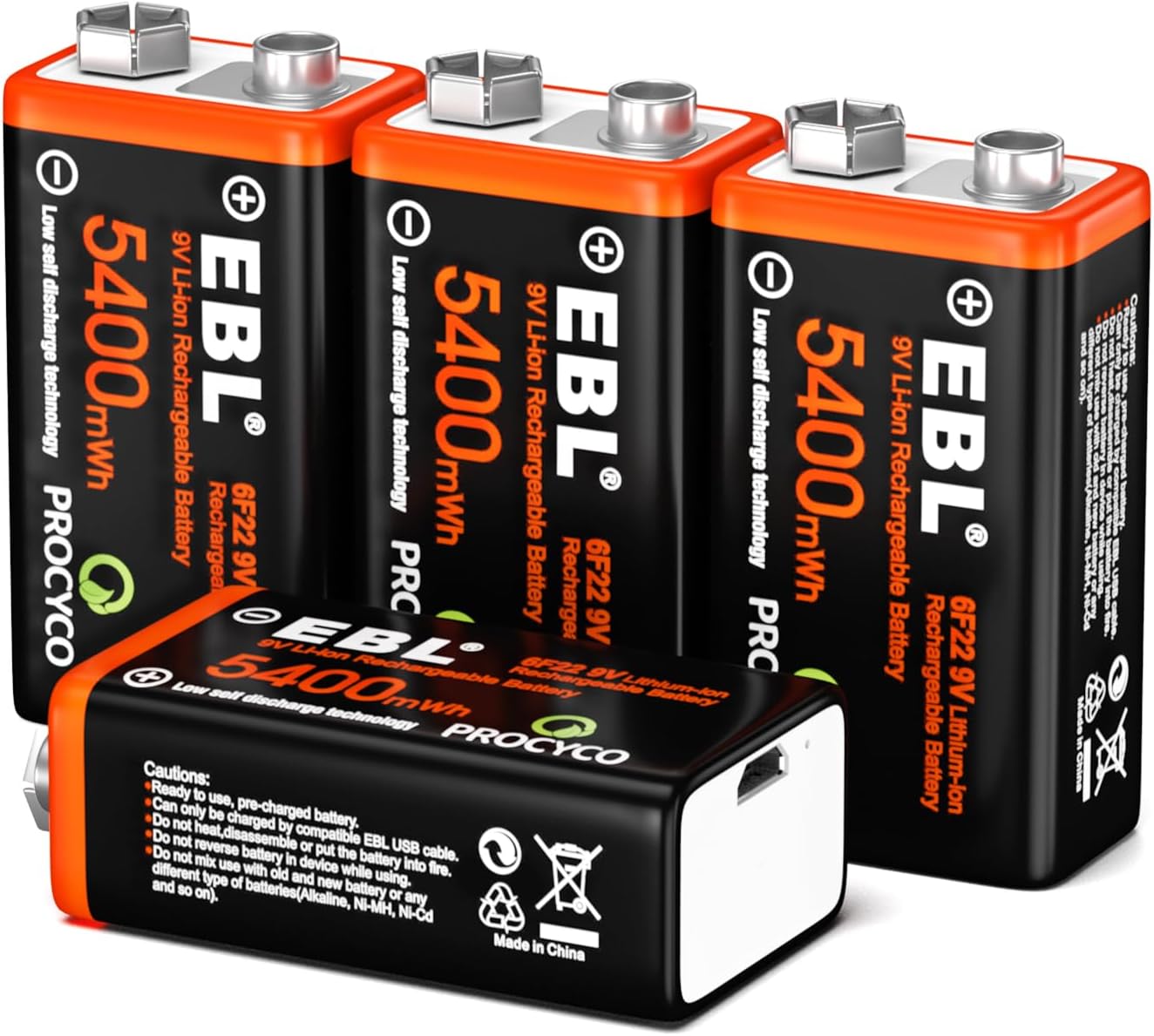 EBL 9 V rechargeable battery (9 V battery rechargeable)