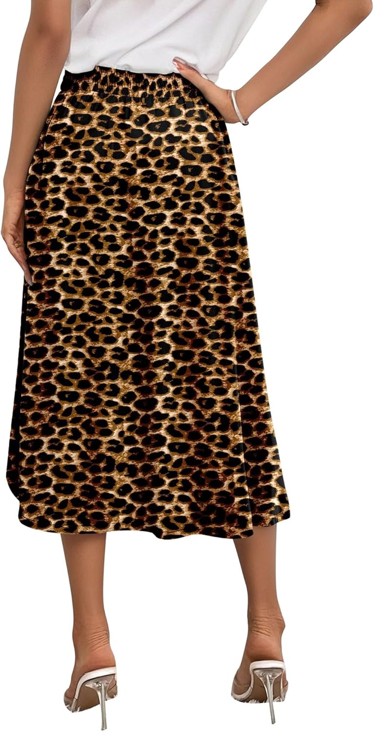 Angerella Womens Skirt Midi High Waist A-Line Casual Floral Print Trendy Bohemia Work Elegant with Pockets - Image 6