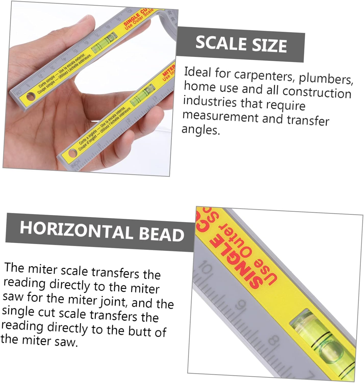 Generic 360degree Plastic Miter Protractor for Woodworking Accurate Angle Measuring Ruler with Dual Scales Durable and Portable Design for Carpenters and Diy Projects