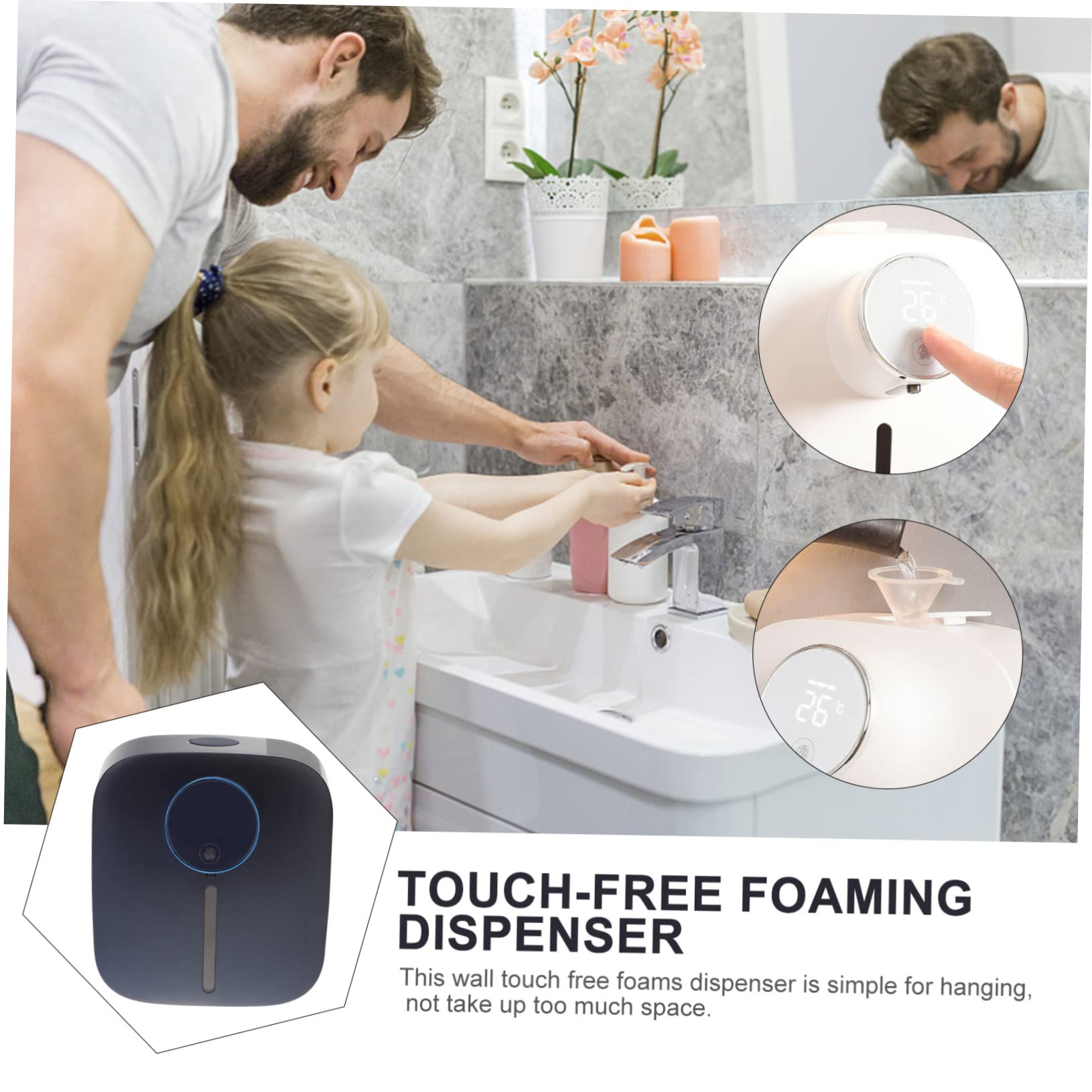 Dispensador Automático de Espuma sin Contacto X101 de Pared Abs | Recargable Usb, Depósito 320ml y Batería 1500 Mah, Cantidad Ajustable, para Baños y Aseos