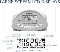 GRIPX Digitális Kézerő Mérő Dinamométer Szürke 90kg Kapacitás Elektronikus Markolat Erősség Teszter Fitness Edzés 7