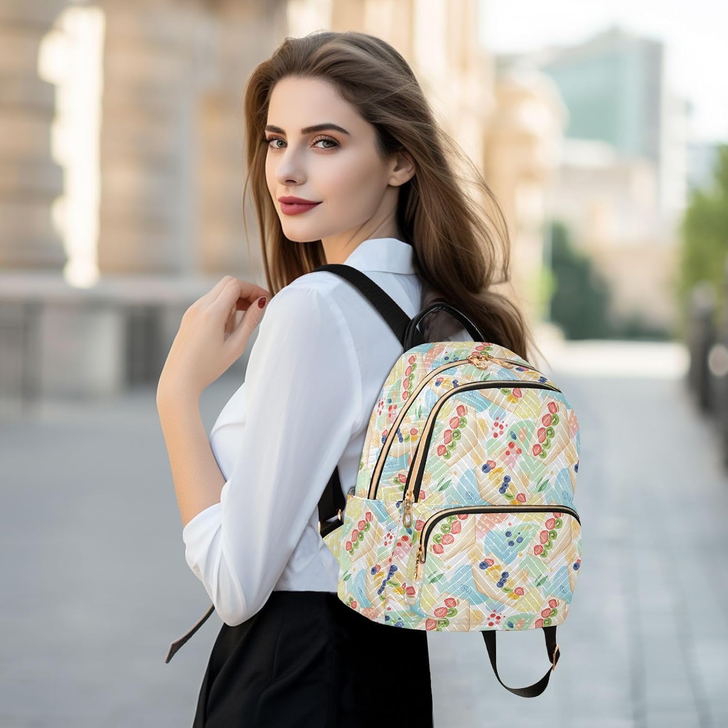 Fruit Sandwich Backpack Purse for Women Shoulder Bag Fashion Daypack Ladies Handbag Lightweight Travel Bag Rucksack