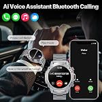 Rugged Military Smart Watch for Men, 5ATM Waterproof, 170+ Sports Modes, 1.43" AMOLED Round Health Fitness Tracker Watch,Tactical Smartwatch Compatible with iPhone Android,Silver Stainless Steel Metal
