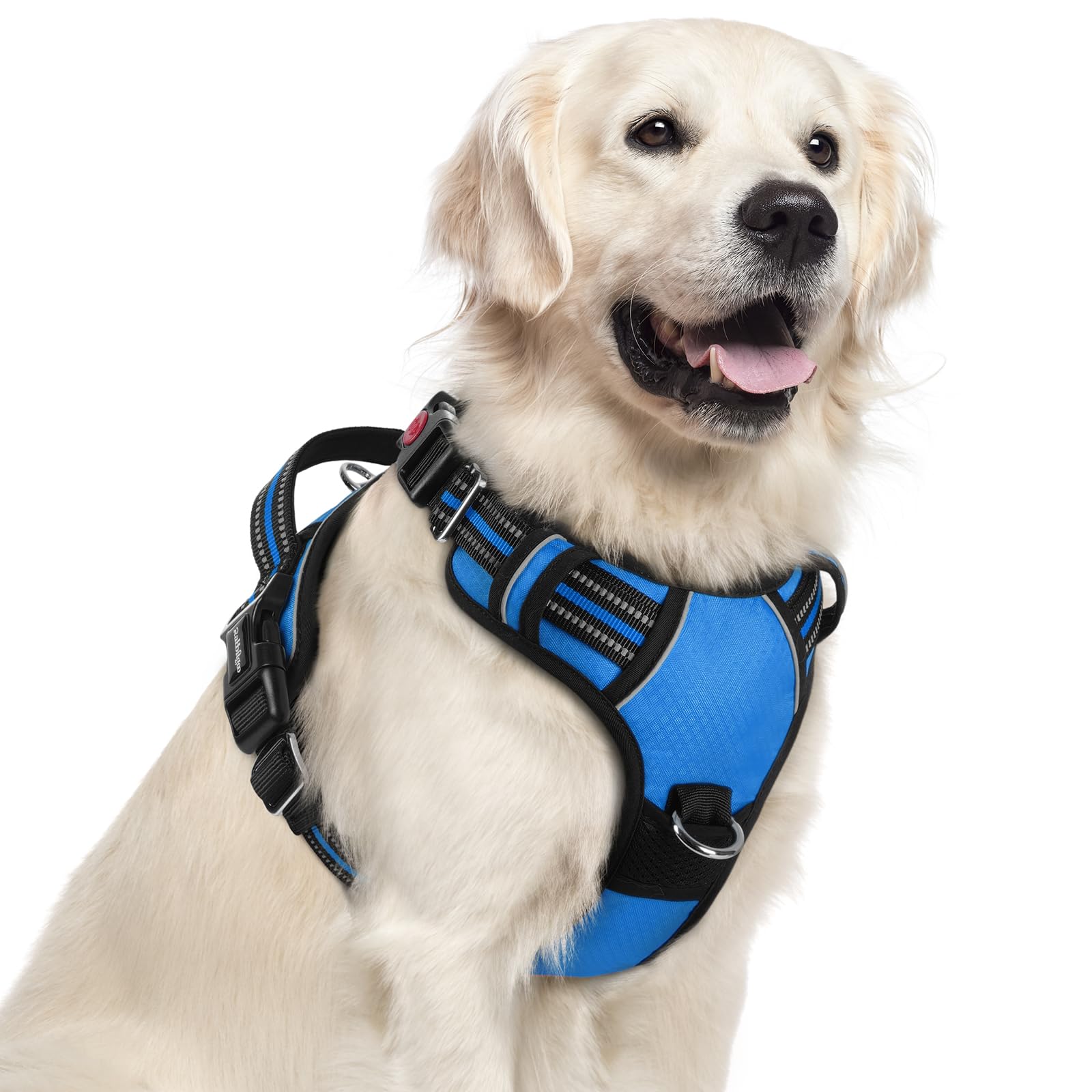 rabbitgoo Dog Harness for Large Dogs, No Pull Pet Vest with 3 Buckles, Adjustable Soft Padded Pet Harness with Easy Control Handle and Reflective