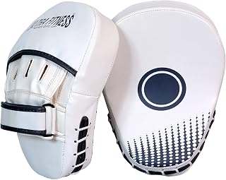 CROSSJAB Curved Boxing Pads with Target Zone for Focus, Speed, and Accuracy | Lightweight Hook and Jab Focus Pads with Adjustable Strap - Ideal for MMA, Muay Thai, and Kickboxing Coaching - Pair