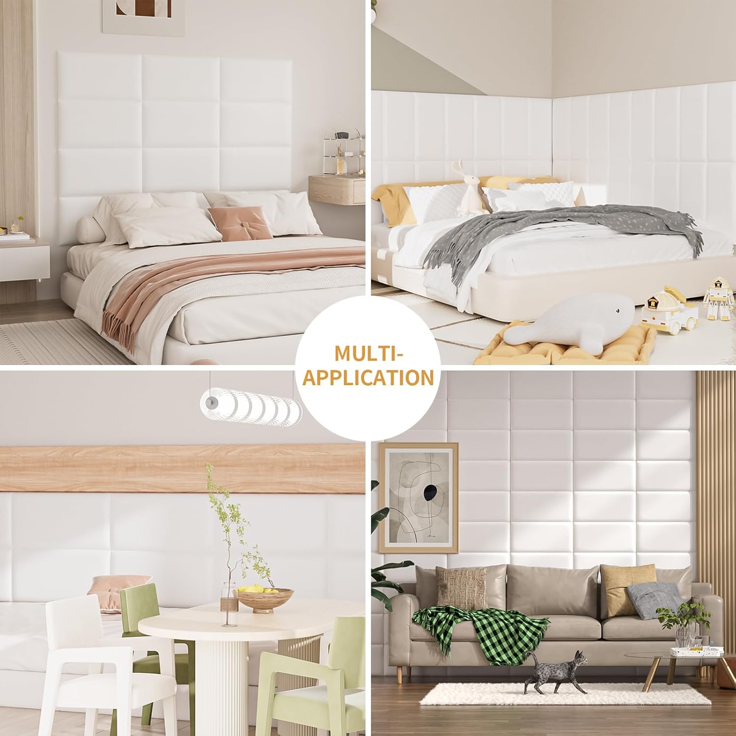 Headboards Wall Panel for Twin, Self-Adhesive 3D Wall Panels, Upholstered Wall Panel for Bedroom/Living Room (4 Pieces 9.84 in x 23.6 in)