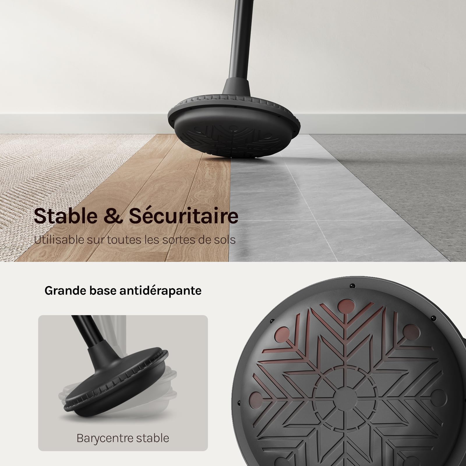WOLTU Tabouret Ergonomique à Bascule, Tabouret Dynamique, Siège Assis-Debout Pivotant, Hauteur Réglable 55,5 à 74 cm, pour Bureau à Domicile, Noir