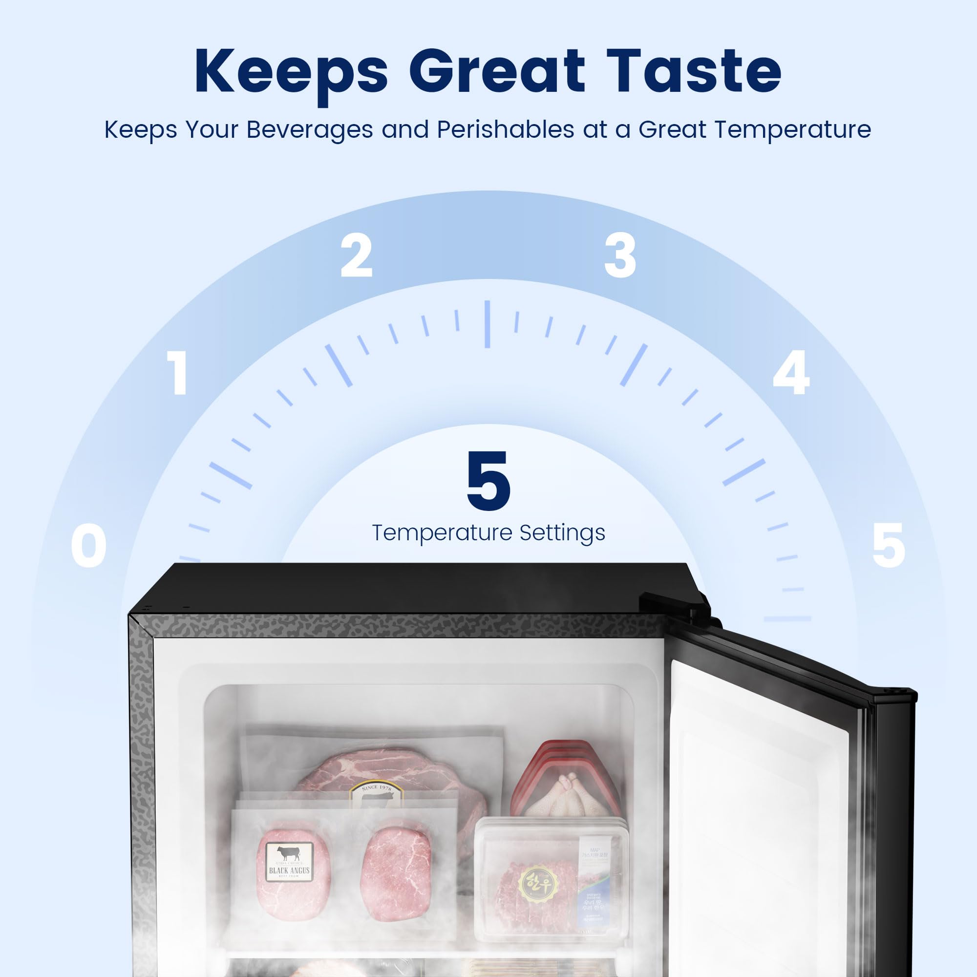 Bangson Upright Freezer,1.1cu.Ft Energy-Saving Mini Freezer With Removable Shelf, Single Door Small Freezer For Home/Dorms/Apartment/Office (Black) on Fridge.com - View 6